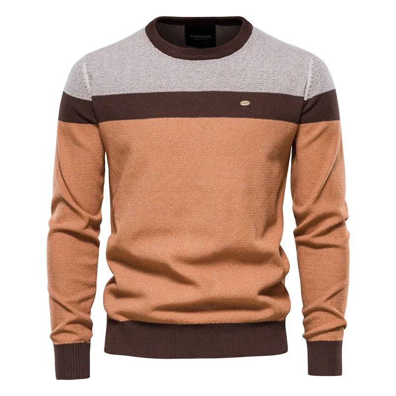 Suéter Masculino de Algodão Pullover Casual Decote Redondo