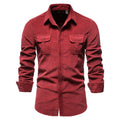 Camisa Masculina Algodão Veludo SlimFit vermelho