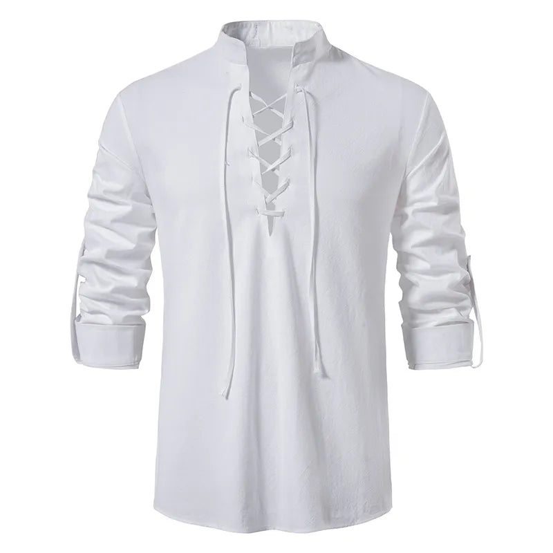 Camisa Masculina Linho e Algodão Manga Longa Branco