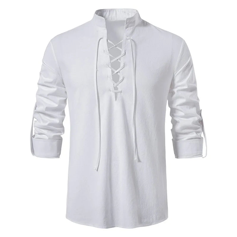 Camisa Masculina Linho e Algodão Manga Longa Branco