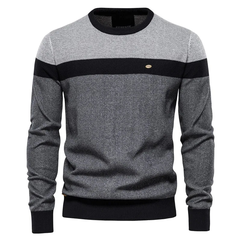 Suéter Masculino de Algodão Pullover Casual Decote Redondo