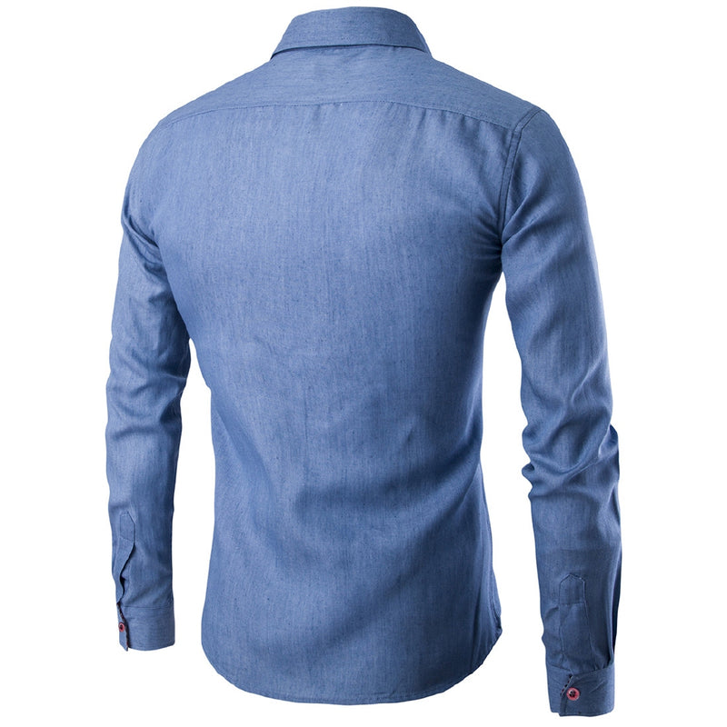 Camisa Jeans Slim Fit Masculino Premium Liso Algodão